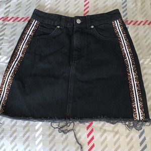 Topshop black denim skirt with side stripes